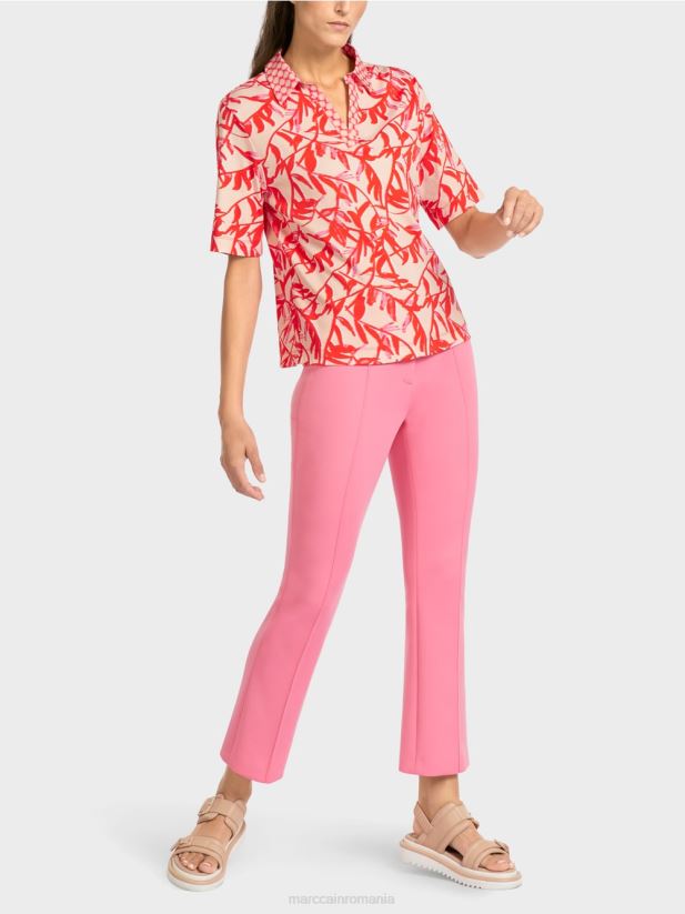 tricou polo cu mix de modele Marc Cain bronz strălucitor îmbrăcăminte 4826HH1421