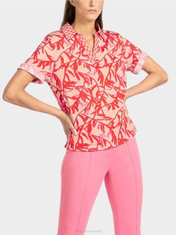 tricou polo cu mix de modele Marc Cain bronz strălucitor îmbrăcăminte 4826HH1421