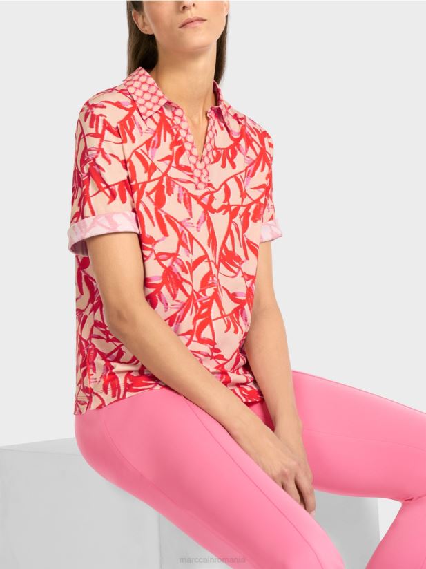 tricou polo cu mix de modele Marc Cain bronz strălucitor îmbrăcăminte 4826HH1421