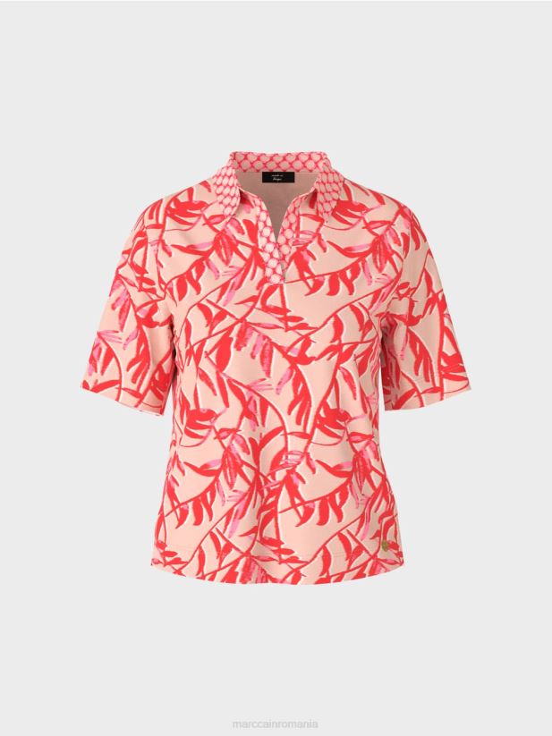 tricou polo cu mix de modele Marc Cain bronz strălucitor îmbrăcăminte 4826HH1421