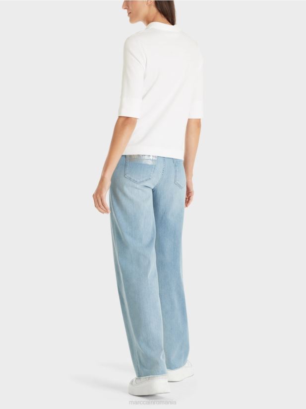 tricou polo din bumbac Marc Cain alb îmbrăcăminte 4826HH1463