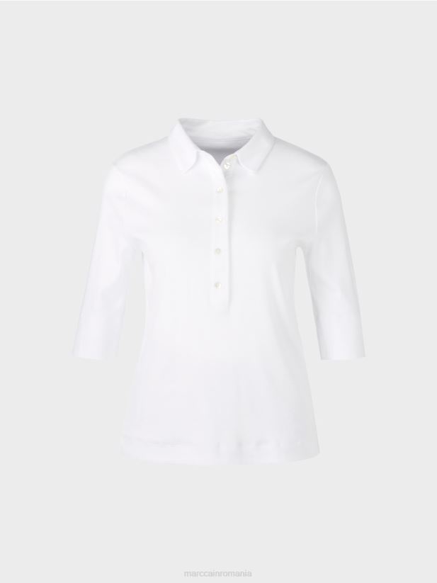 tricou polo din bumbac Marc Cain alb îmbrăcăminte 4826HH1463