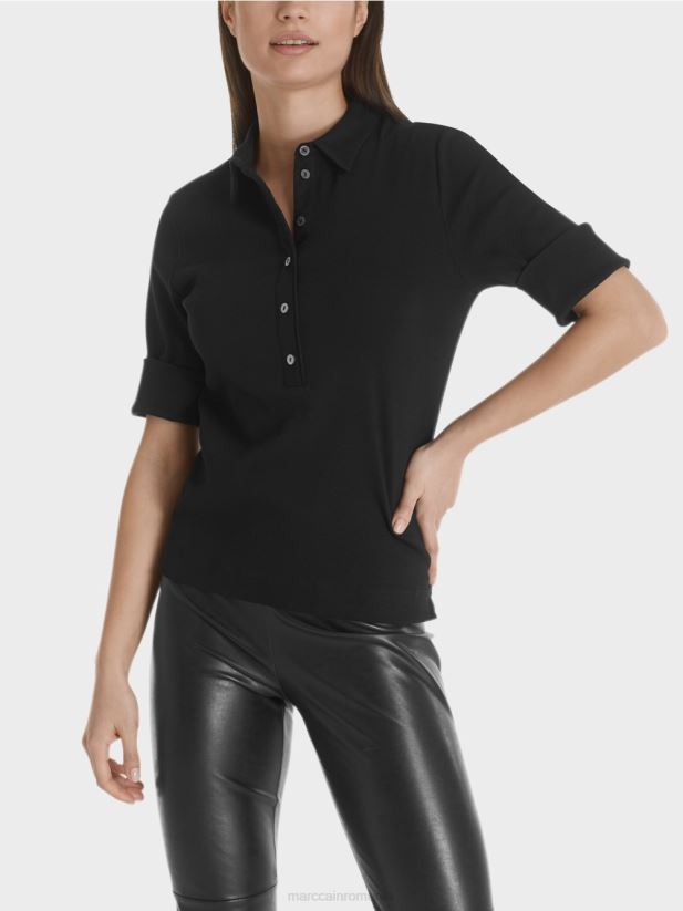 tricou polo din bumbac Marc Cain negru îmbrăcăminte 4826HH1464