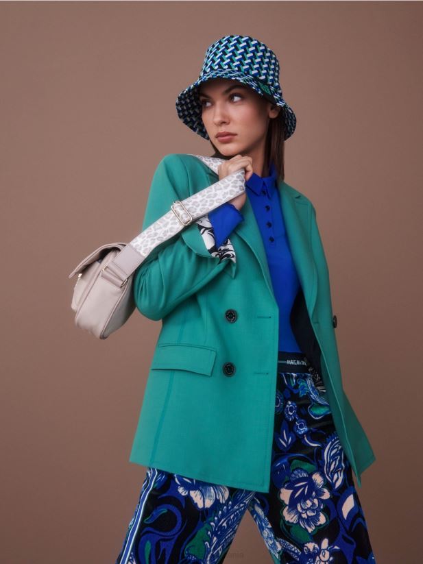 tricou polo din jerseu cu nervuri Marc Cain albastru regal strălucitor îmbrăcăminte 4826HH1241