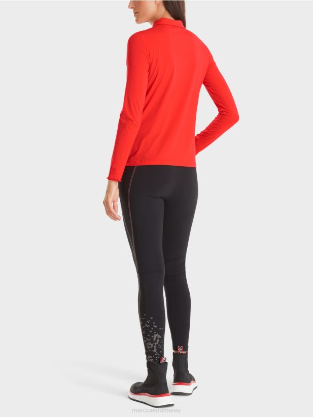 tricou polo din jerseu cu nervuri Marc Cain campari îmbrăcăminte 4826HH1271