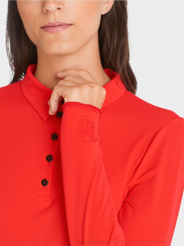 tricou polo din jerseu cu nervuri Marc Cain campari îmbrăcăminte 4826HH1271