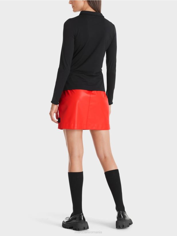 tricou polo din jerseu cu nervuri Marc Cain negru îmbrăcăminte 4826HH1270