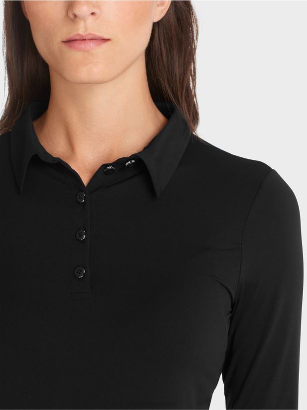 tricou polo din jerseu cu nervuri Marc Cain negru îmbrăcăminte 4826HH1270