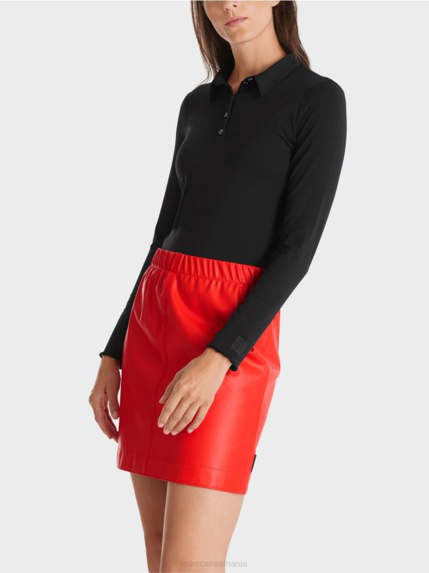 tricou polo din jerseu cu nervuri Marc Cain negru îmbrăcăminte 4826HH1270