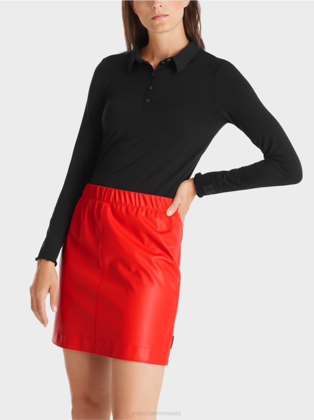 tricou polo din jerseu cu nervuri Marc Cain negru îmbrăcăminte 4826HH1270