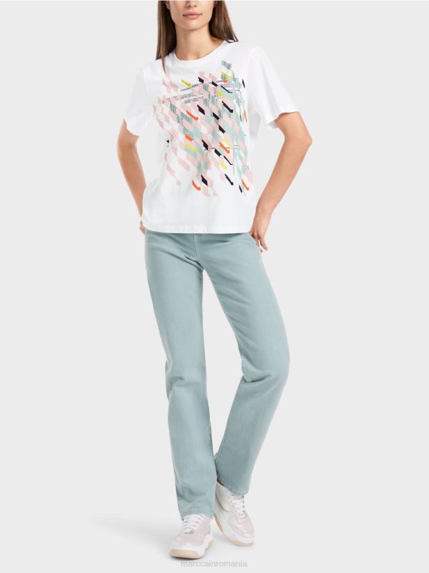 tricou „regândiți împreună”. Marc Cain alb îmbrăcăminte 4826HH1321