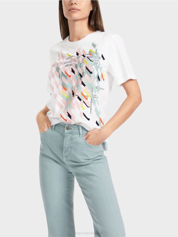 tricou „regândiți împreună”. Marc Cain alb îmbrăcăminte 4826HH1321