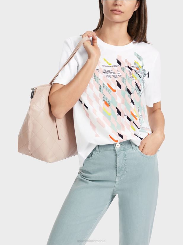 tricou „regândiți împreună”. Marc Cain alb îmbrăcăminte 4826HH1321