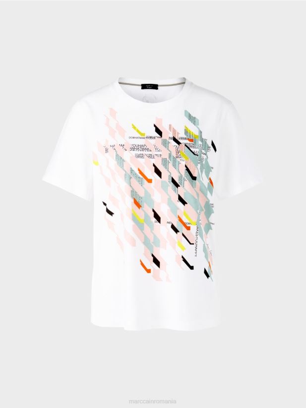 tricou „regândiți împreună”. Marc Cain alb îmbrăcăminte 4826HH1321