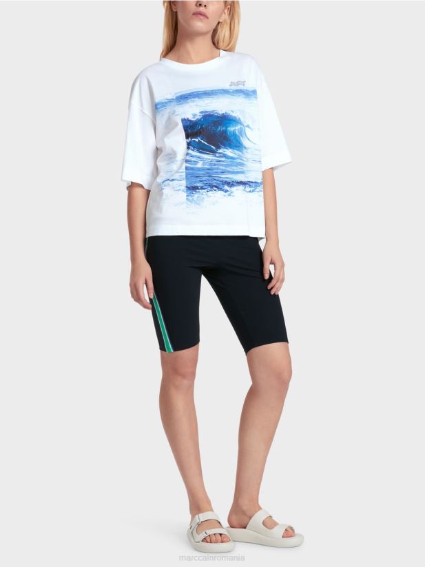 tricou „regândiți împreună”. Marc Cain alb îmbrăcăminte 4826HH1365