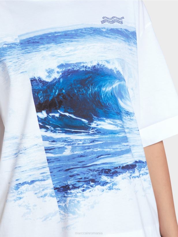 tricou „regândiți împreună”. Marc Cain alb îmbrăcăminte 4826HH1365