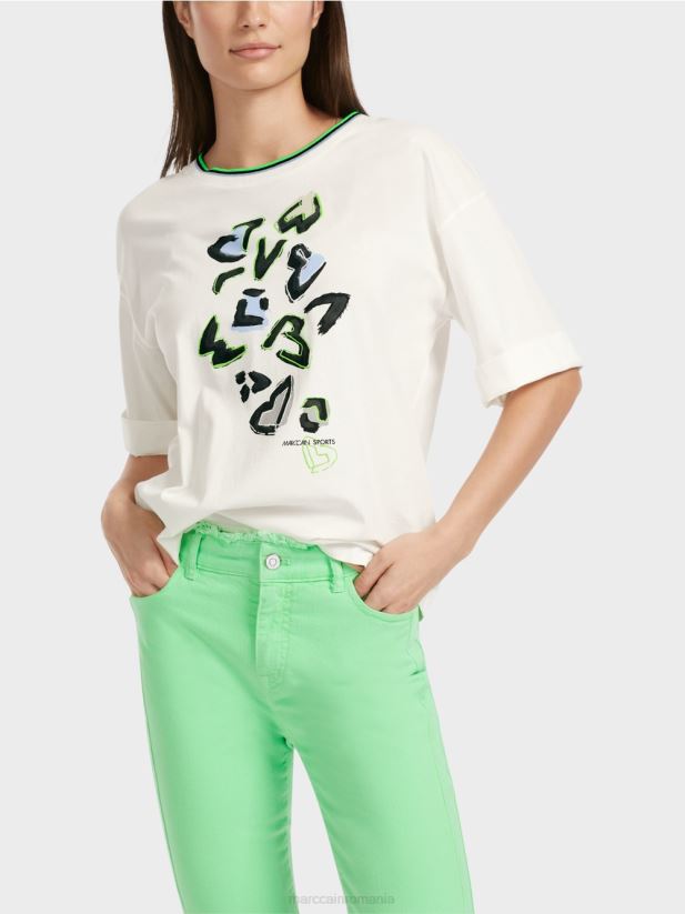 tricou „regândiți împreună”. Marc Cain aproape alb îmbrăcăminte 4826HH1294