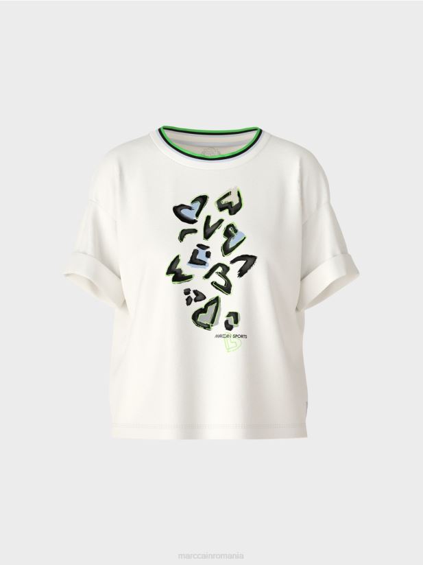 tricou „regândiți împreună”. Marc Cain aproape alb îmbrăcăminte 4826HH1294