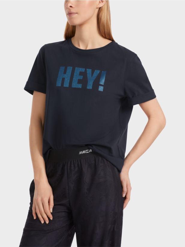 tricou „rethink together” cu sclipici Marc Cain albastru miezul nopții îmbrăcăminte 4826HH1240