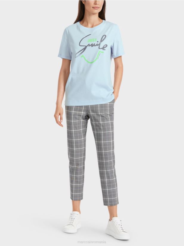 tricou „rethink together” cu sclipici Marc Cain albastru pudra moale îmbrăcăminte 4826HH1303