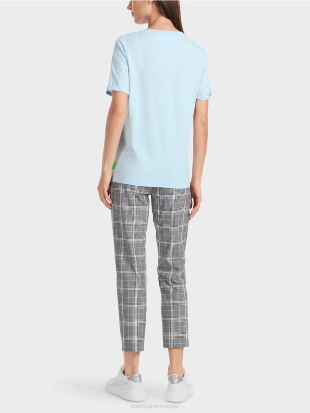 tricou „rethink together” cu sclipici Marc Cain albastru pudra moale îmbrăcăminte 4826HH1303