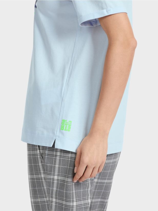 tricou „rethink together” cu sclipici Marc Cain albastru pudra moale îmbrăcăminte 4826HH1303