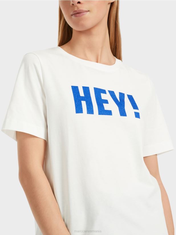 tricou „rethink together” cu sclipici Marc Cain aproape alb îmbrăcăminte 4826HH1229