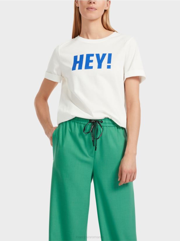 tricou „rethink together” cu sclipici Marc Cain aproape alb îmbrăcăminte 4826HH1229