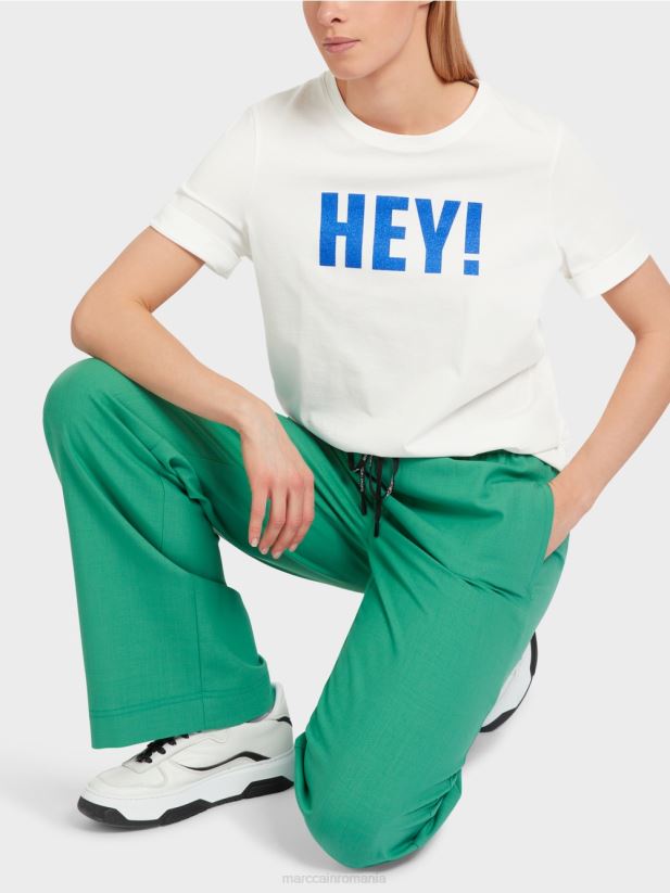 tricou „rethink together” cu sclipici Marc Cain aproape alb îmbrăcăminte 4826HH1229