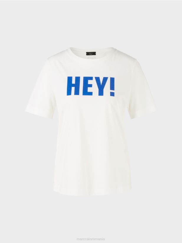 tricou „rethink together” cu sclipici Marc Cain aproape alb îmbrăcăminte 4826HH1229