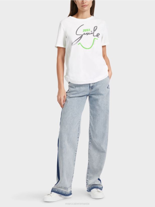 tricou „rethink together” cu sclipici Marc Cain aproape alb îmbrăcăminte 4826HH1304