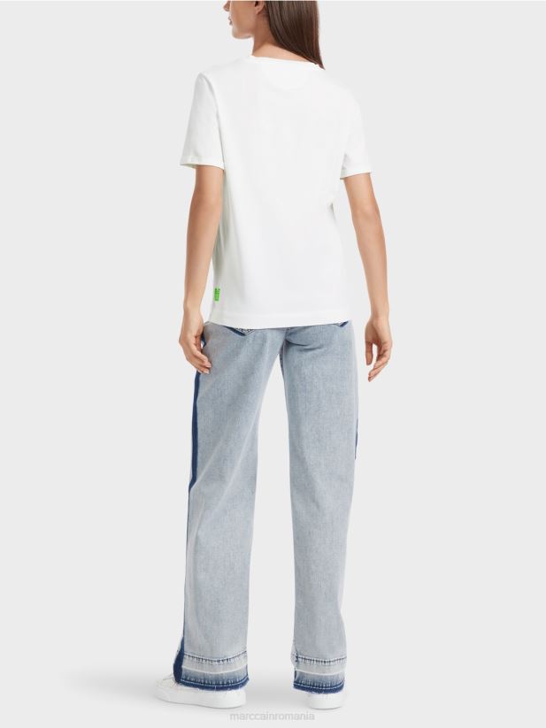 tricou „rethink together” cu sclipici Marc Cain aproape alb îmbrăcăminte 4826HH1304