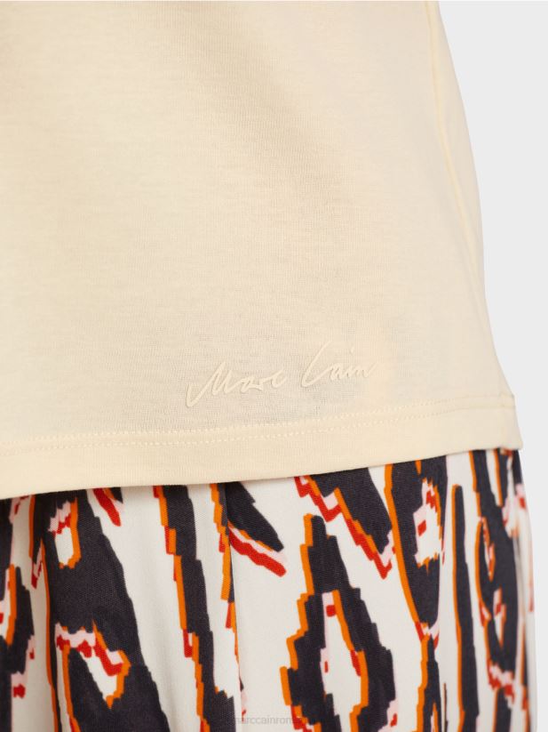 tricou simplu cu decolteu în V Marc Cain cremă îmbrăcăminte 4826HH1374