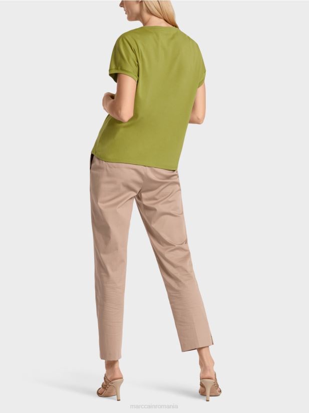 tricou simplu cu decolteu în V Marc Cain verde oliv intens îmbrăcăminte 4826HH1395
