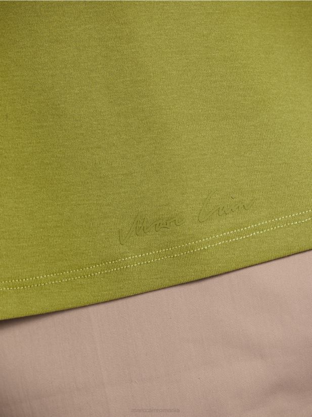 tricou simplu cu decolteu în V Marc Cain verde oliv intens îmbrăcăminte 4826HH1395
