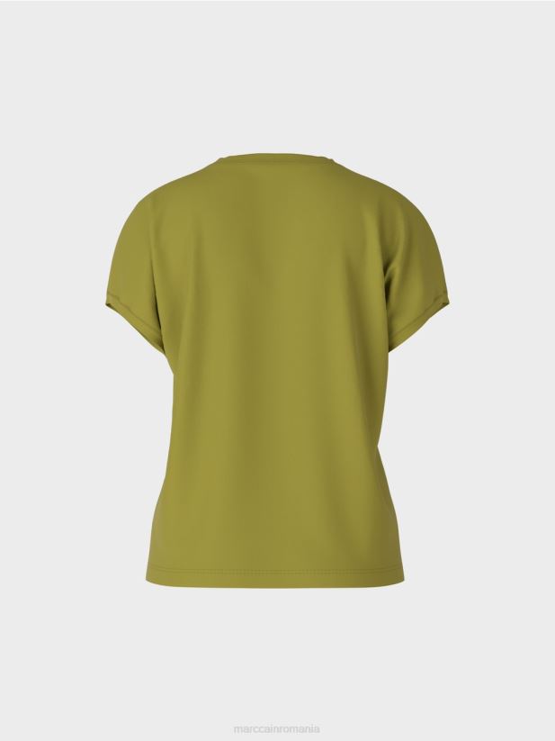 tricou simplu cu decolteu în V Marc Cain verde oliv intens îmbrăcăminte 4826HH1395