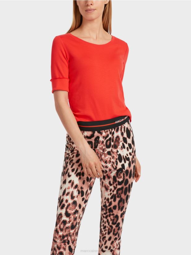 tricou simplu cu maneci 3/4 Marc Cain campari îmbrăcăminte 4826HH1263