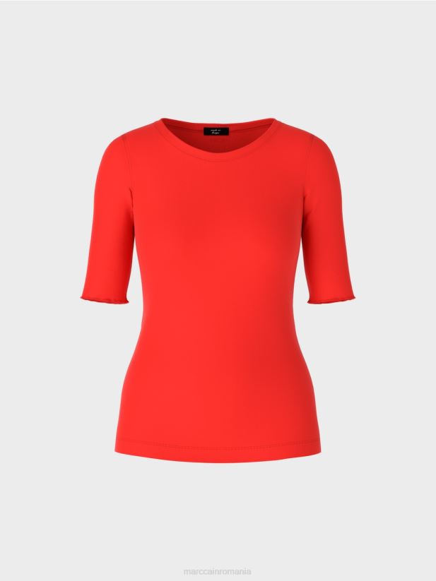 tricou simplu cu maneci 3/4 Marc Cain campari îmbrăcăminte 4826HH1263