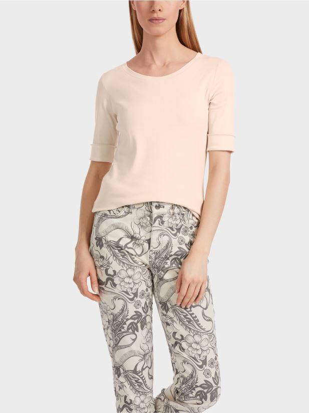 tricou simplu cu maneci 3/4 Marc Cain floare de migdal îmbrăcăminte 4826HH1234