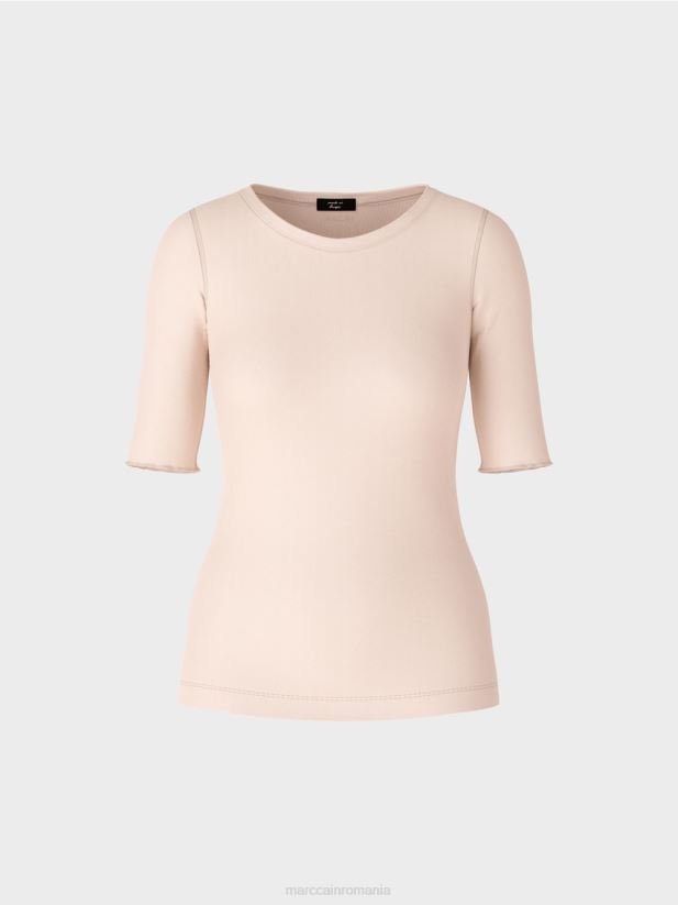 tricou simplu cu maneci 3/4 Marc Cain floare de migdal îmbrăcăminte 4826HH1234