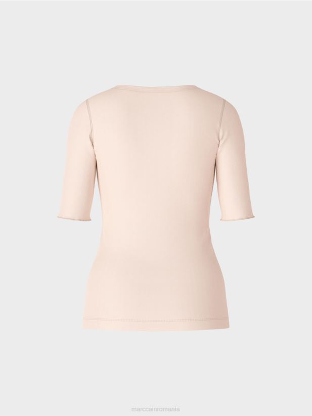 tricou simplu cu maneci 3/4 Marc Cain floare de migdal îmbrăcăminte 4826HH1234