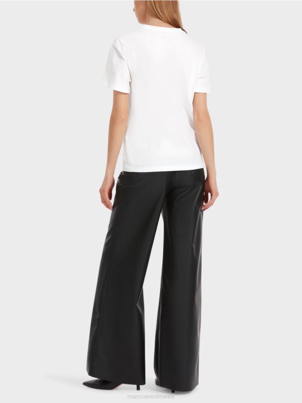 tricou strălucitor „rethink together”. Marc Cain alb îmbrăcăminte 4826HH1245