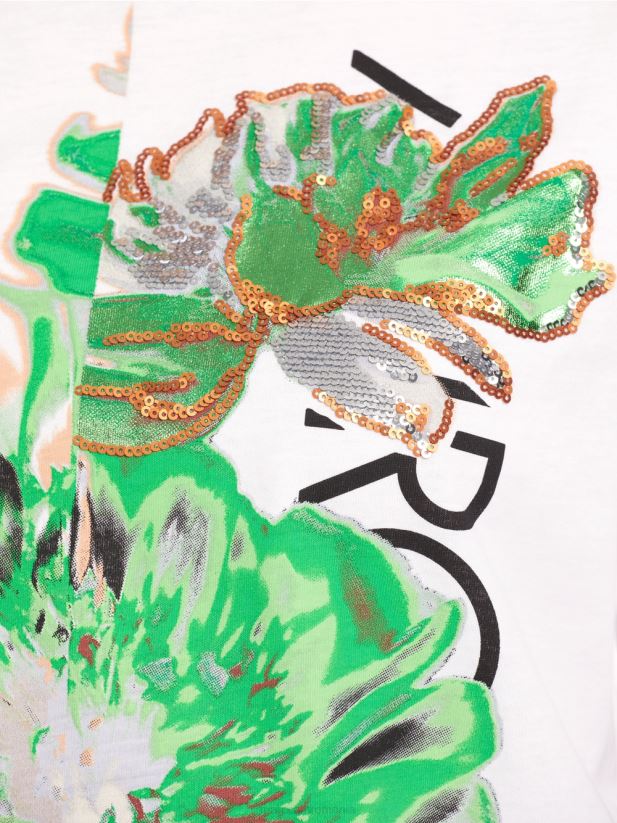 tricou strălucitor „rethink together”. Marc Cain alb îmbrăcăminte 4826HH1245