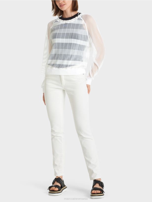 tricou transparent cu maneci lungi Marc Cain alb îmbrăcăminte 4826HH1359