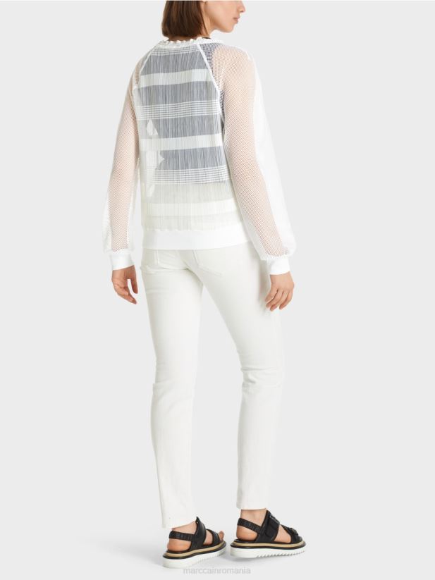 tricou transparent cu maneci lungi Marc Cain alb îmbrăcăminte 4826HH1359