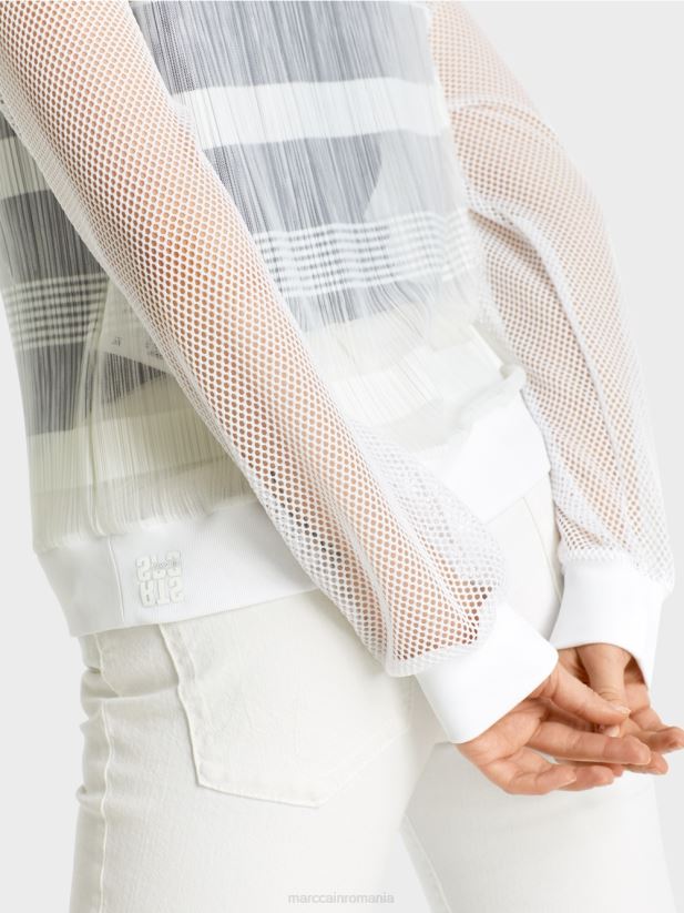 tricou transparent cu maneci lungi Marc Cain alb îmbrăcăminte 4826HH1359