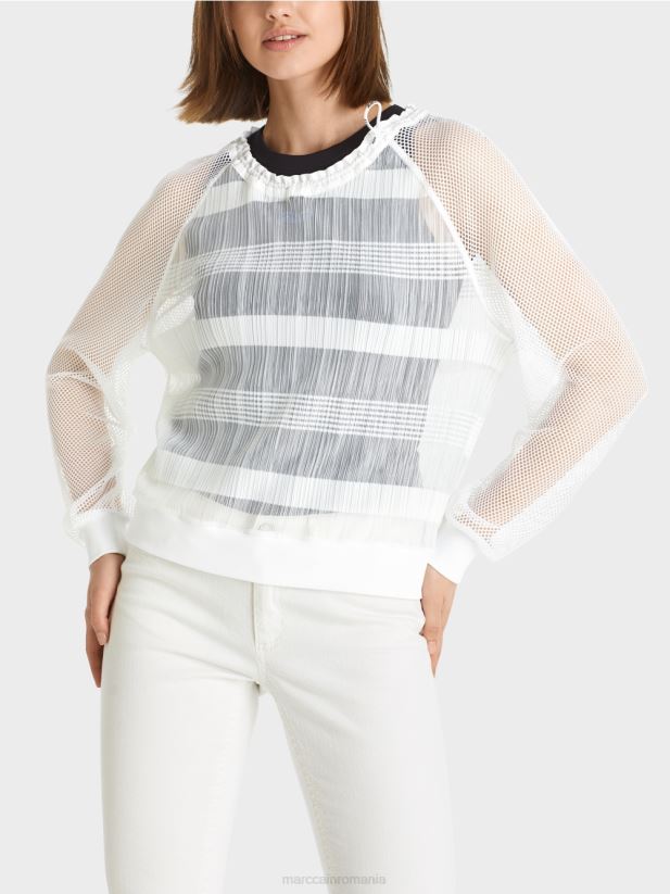 tricou transparent cu maneci lungi Marc Cain alb îmbrăcăminte 4826HH1359