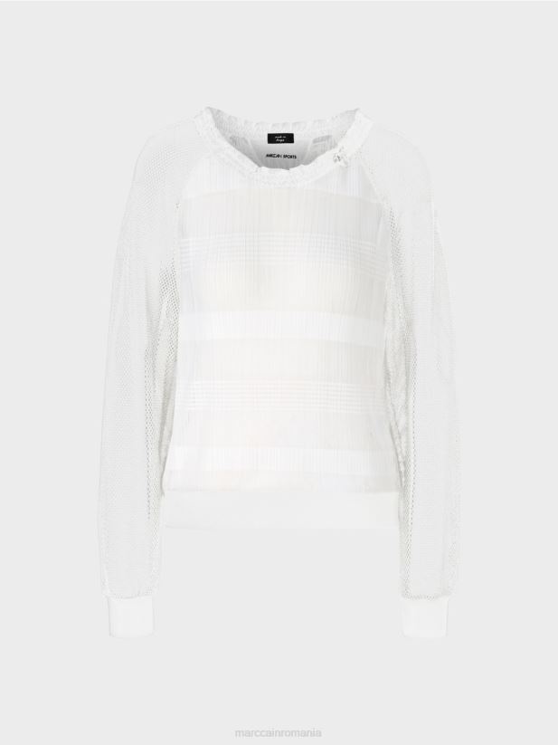 tricou transparent cu maneci lungi Marc Cain alb îmbrăcăminte 4826HH1359