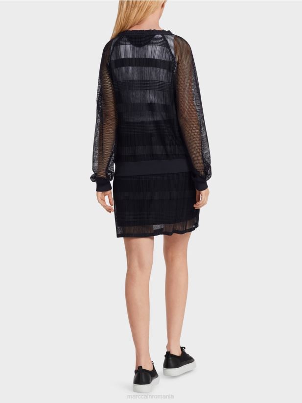 tricou transparent cu maneci lungi Marc Cain albastru miezul nopții îmbrăcăminte 4826HH1360