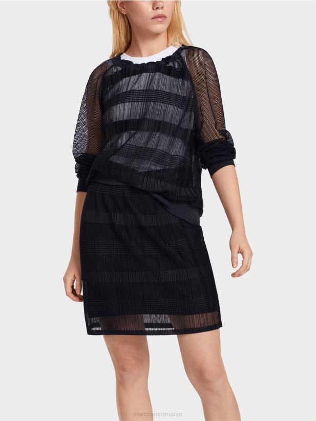 tricou transparent cu maneci lungi Marc Cain albastru miezul nopții îmbrăcăminte 4826HH1360